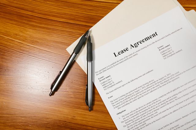 a lease agreement on a desk