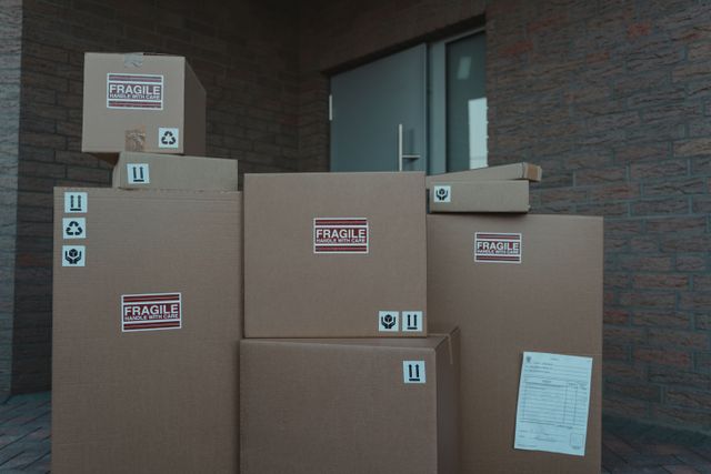 moving boxes on a doorstep