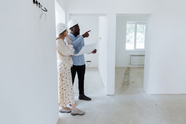 people inspecting a property